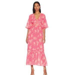 Free People NWT Golden Hour Maxi Dress Pink Rose Electropop Size M Boho $168